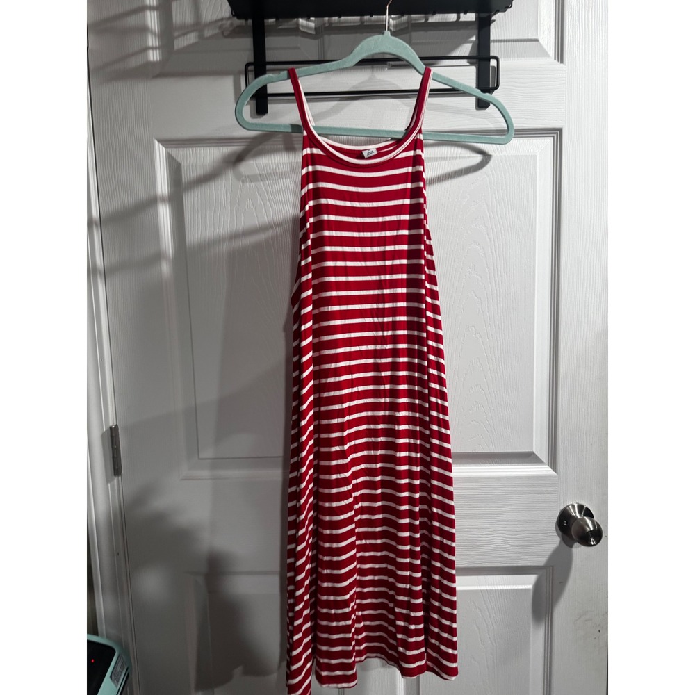 Old Navy Womens Red White Striped Halter Swing Dress Sleeveless Medium Summer